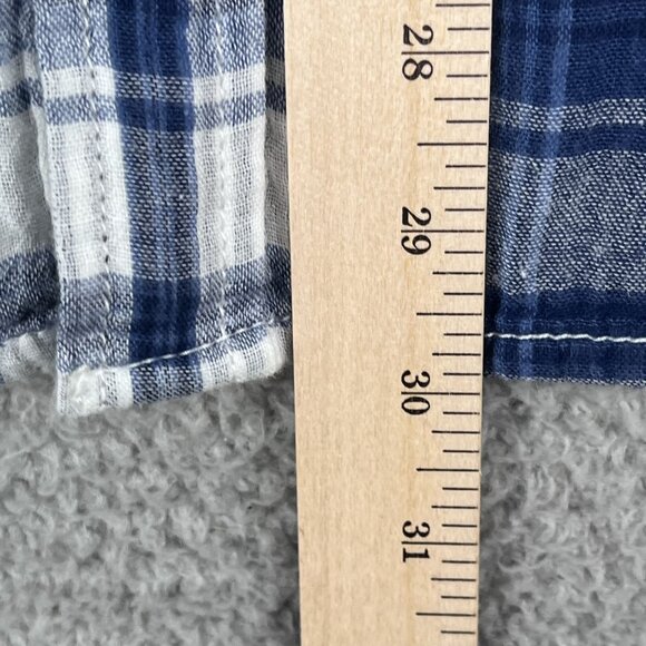 True Grit Short Sleeve Flannel Shirt Mens Large Blue White Western Button Down - Picture 4 of 7